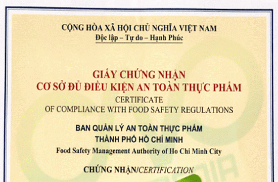 Thủ tục cấp lại Giấy chứng nhận cơ sở đủ điều kiện an toàn thực phẩm đối với cơ sở sản xuất, kinh doanh thực phẩm